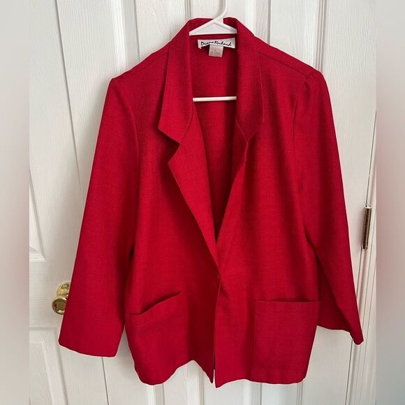 Diane Richard Jackets & Blazers - Diane‎ Richard Womens 8 Red Polyester Long Sleeve Blazer